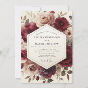 Claret Romantic Bloom Hochzeit Einladung