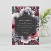 Claret-Schiefer-Barock-Hochzeit Einladung (Stehend Vorderseite)