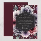 Claret-Schiefer-Barock-Hochzeit Einladung (Vorne/Hinten)