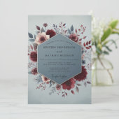 Claret Slate Painterly Bloom Wedding Einladung (Stehend Vorderseite)