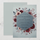 Claret Slate Painterly Bloom Wedding Einladung (Vorne/Hinten)