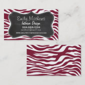 Claret Zebra Stripes Animal Print, Chalkboard-Look Visitenkarte (Vorne/Hinten)