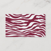 Claret Zebra Stripes Animal Print, Chalkboard-Look Visitenkarte (Rückseite)