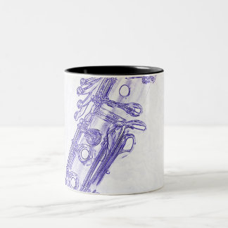 Clarinet-blaue zeichnende Kaffee-Tasse Zweifarbige Tasse