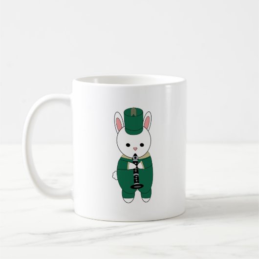 Clarinet Bunny Rabbit Marching Band Green Gold Kaffeetasse (Links)