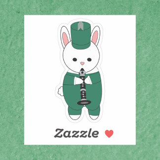 Clarinet Bunny Rabbit Marching Band Grün Weiß Aufkleber