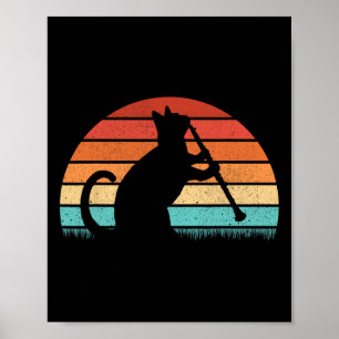 Clarinet Cat Player - Retro Clarinetist Music Lieb Poster