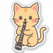 Clarinet Cat Playing Solo Aufkleber (Vorderseite)