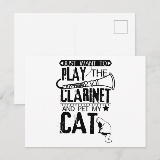 Clarinet Cat Postkarte (Vorne/Hinten)