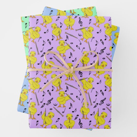 Clarinet Chick Clarinets Musiknoten Wrapping Pap Geschenkpapier Set (Beispiel)
