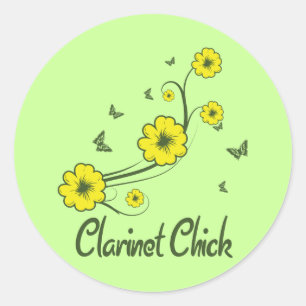 Clarinet Chick Runder Aufkleber