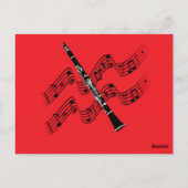 Clarinet Christmas Hollly Postcard Postkarte (Rückseite)