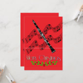Clarinet Christmas Holly Karte (Vorderseite/Rückseite Beispiel)