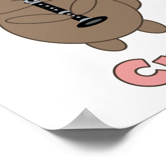 Clarinet Crew Brown Cat Funny Poster (Ecke)