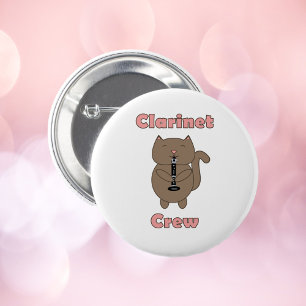 Clarinet Crew Brown Cat Pink Funny Button