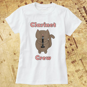 Clarinet Crew Cat Funny Brown Pink T-Shirt