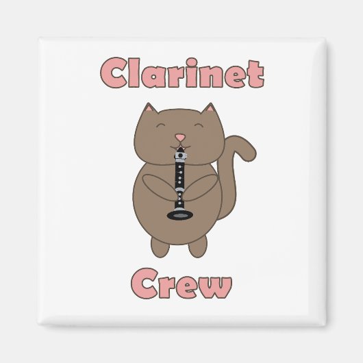 Clarinet Crew Pink Cat Brown Funny Magnet (Vorne)
