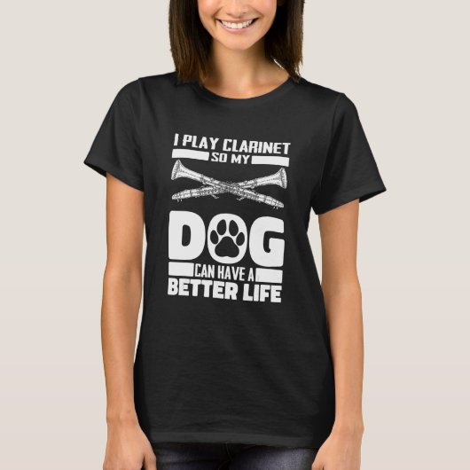 Clarinet Dog - Woodwind Instrument Clarinetist T-Shirt (Vorderseite)