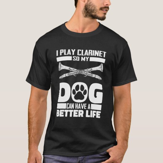 Clarinet Dog - Woodwind Instrument Clarinetist T-Shirt (Vorderseite)