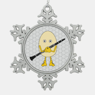 Clarinet Egghead Schneeflocken Zinn-Ornament