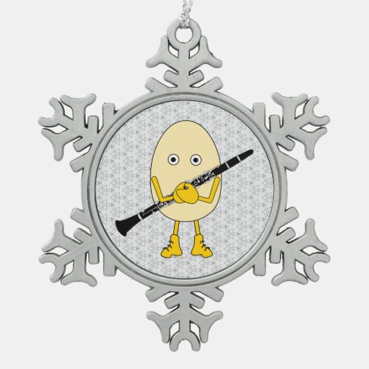 Clarinet Egghead Schneeflocken Zinn-Ornament (Vorderseite)