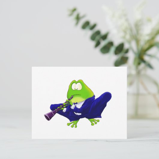 Clarinet Frog Postkarte (Stehend Vorderseite)