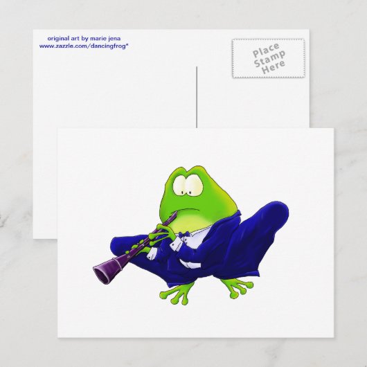 Clarinet Frog Postkarte (Vorne/Hinten)