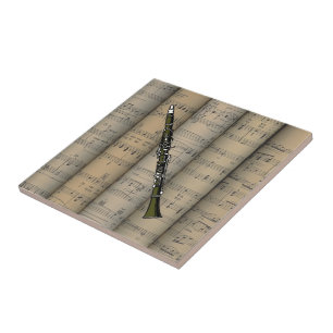 Clarinet-~ gerollte Notenen-Hintergrund ~ Musik Fliese