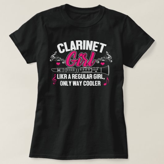 Clarinet Girl Funny Niedlich Marching Band Geschen T-Shirt (Design vorne)