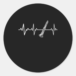 Clarinet Heartbeat Classic Clarinetist Gift Idea Runder Aufkleber