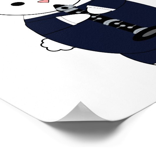 Clarinet Marching Band Rabbit Bunny Navy Blue Poster (Ecke)