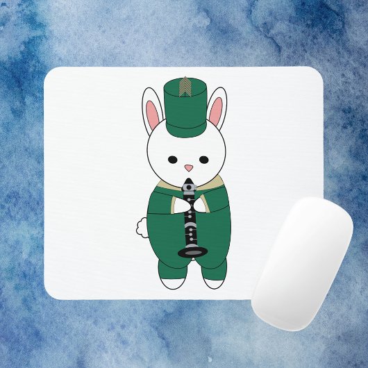 Clarinet Marching Band Rabbit Green Gold Mousepad