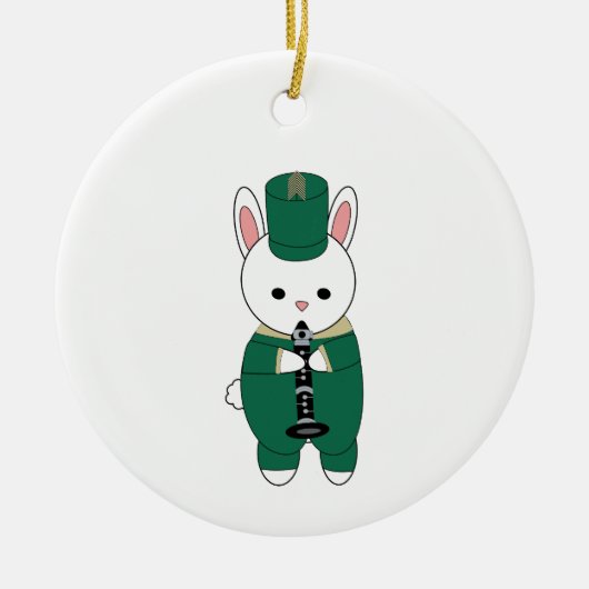 Clarinet Marching Band Rabbit Green personalisiere Keramik Ornament (Vorne)