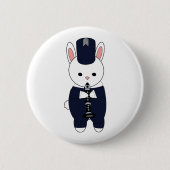 Clarinet Marching Band Rabbit Navy Blue Button (Vorderseite)