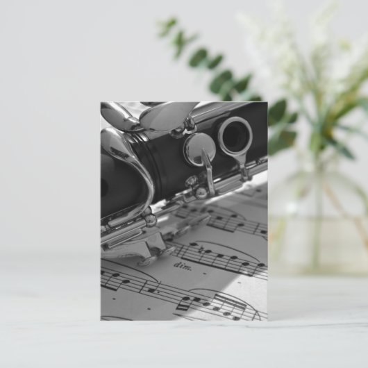 Clarinet mit Noten Postkarte (Stehend Vorderseite)
