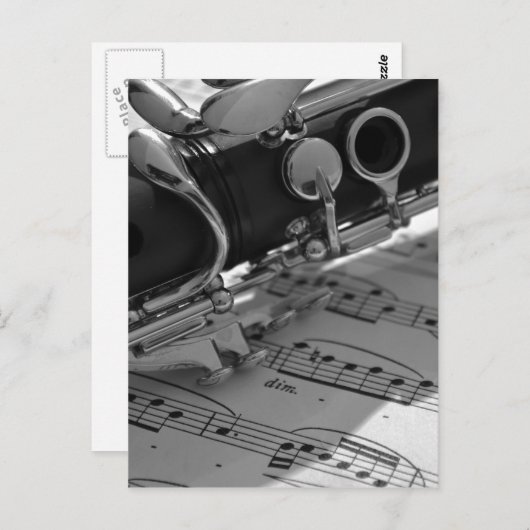 Clarinet mit Noten Postkarte (Vorne/Hinten)