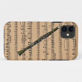 Clarinet mit Notenen-Hintergrund Case-Mate iPhone Hülle (Rückseite (Horizontal))