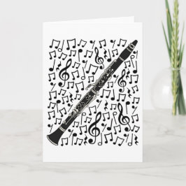 Clarinet Musical Notes Woodwind Music Teacher Feiertagskarte