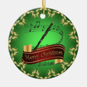 Clarinet ~ Musical Scroll ~ Frohe Weihnachten ~ Keramik Ornament (Vorne)