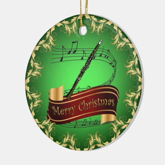 Clarinet ~ Musical Scroll ~ Frohe Weihnachten ~ Keramik Ornament (Links)