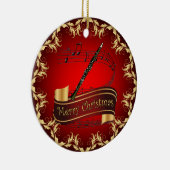 Clarinet ~ Musical Scroll ~ Frohe Weihnachten ~ Keramik Ornament (Rechts)