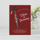 Clarinet Musician Graduation Party Music Einladung (Stehend Vorderseite)