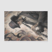 Clarinet Musician With Abstract Swirls Decoupage Seidenpapier (Vorderseite)