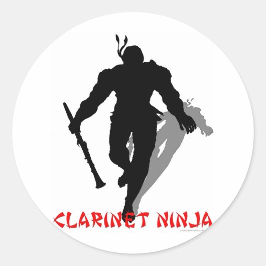 Clarinet Ninja Runder Aufkleber (Vorderseite)