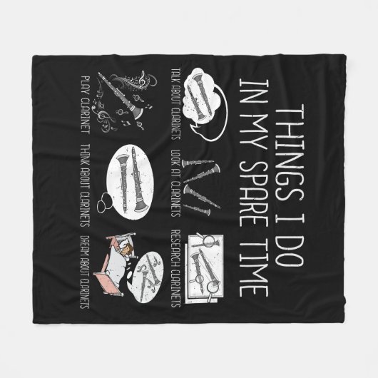 Clarinet Player Men Orchestra Funny Clarinet Fleecedecke (Vorderseite (Horizontal))