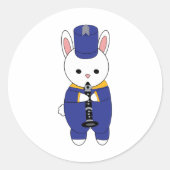 Clarinet Rabbit Marching Band Blue Yellow Gold Runder Aufkleber (Vorderseite)