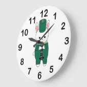 Clarinet Rabbit Marching Band Green Gold Große Wanduhr (Winkel)