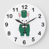 Clarinet Rabbit Marching Band Green Gold Große Wanduhr (Vorderseite)