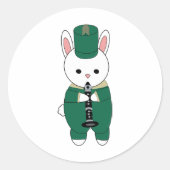 Clarinet Rabbit Marching Band Green Gold Runder Aufkleber (Vorderseite)