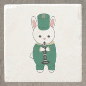 Clarinet Rabbit Marching Band Green Gold Steinuntersetzer
